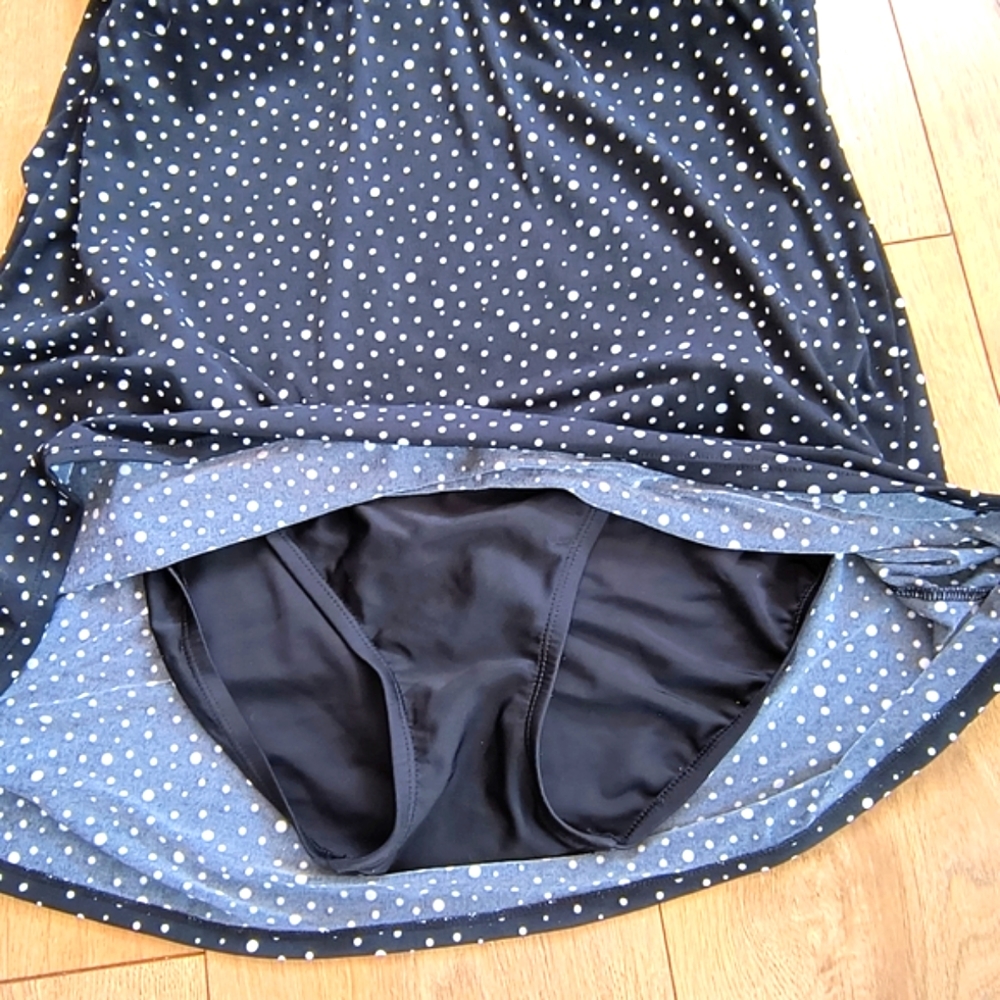 Miami Retro Swimsuit Halter-Tie Polka Dot & Ruched Skirt in Size 12 - Picture 7 of 13